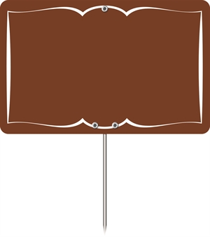 10 st. Tavleskilte m/bort, brun - 10x7 cm (A7)